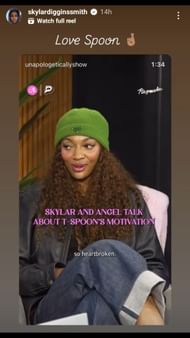 Skylar Diggins-Smith sends love to Teresa Weatherspoon via an IG story. Image source: IG.com/skylardigginssmith
